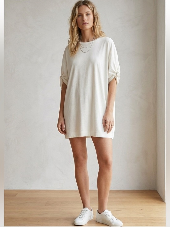 Zara Dresses & Skirts - Zara White Dress XL Basic Collection Oversized Slouchy tee T-Shirt Dress comfy